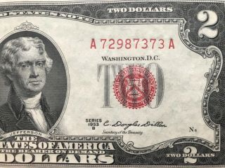Wow 1953 B $2 Two Dollar Bill Red Seal,  Uncirculated