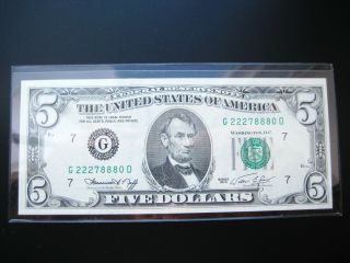 $5 1974 G Chicago Federal Reserve Note Choice Unc Bu Note