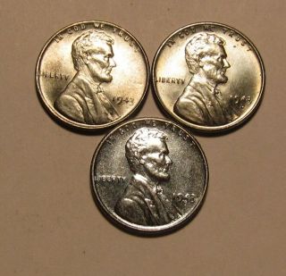 1943 1943 D 1943 S (steel) Lincoln Cent Penny - Mixed Au/bu - 248su