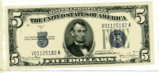 1934 - D $5 Dollar Silver Certificate Note 182 A