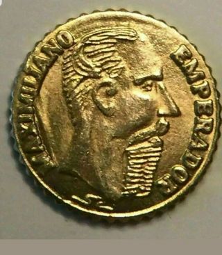 Brilliant1865 Mexican Maximilian Pesos Gold Mini Coin.
