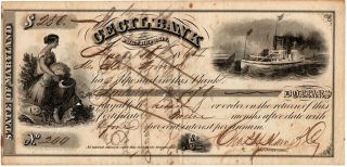 Civil War 1864 Maryland Certificate Of Deposit Cecil Bank Ornate