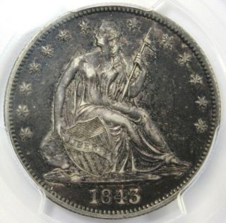 1843,  50 Cent,  Seated Liberty,  Pcgs,  Environmental Damage - Xf Detail