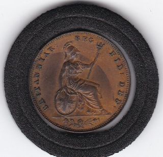 Very Sharp 1853 Queen Victoria Farthing Copper Coin