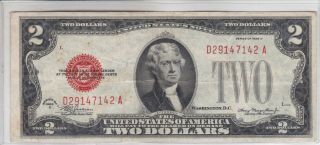 $2 1928 Two Dollar Usa Legal Tender Note Red Seal Bill Old Currency Money Deuce
