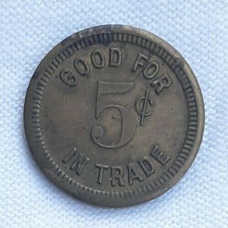 Peoria,  Illinois.  Earl C.  Pugh,  223 First St. ,  Good For 5 Cent ' s In Trade Token.  R - 6 2