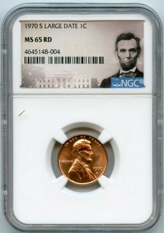 1970 S Large Date Lincoln Penny 1c Ngc Ms 65 Rd 4645148 - 004