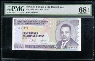 Burundi 100 Francs 1997 P 37 Gem Unc Pmg 68 Epq
