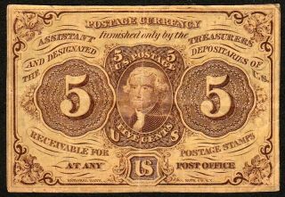 5 Cent Postage/fractional Currency 1862/63 1st Issue Fr 1230 Very Fine