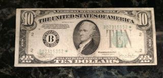 1934 Circulated Ten Dollar $10 Green Seal Star Note