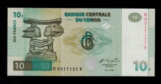 Congo Democratic Republic 10 Francs 1997 Pick 87b Unc.