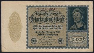 1922 10000 Mark Germany Old Vintage Paper Money Banknote Currency Bill P 72 Vf