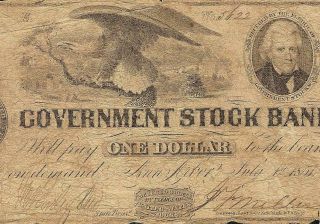 1851 $1 Dollar Bill Government Stock Bank Eagle Note Jackson Old Paper Money