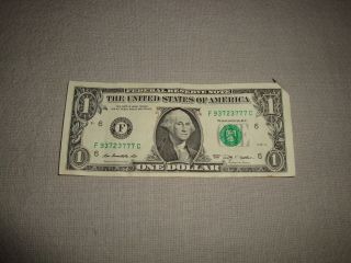 Rare 2009 Us $1 Dollar Bill Error Cut