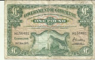 Gibraltar 1 Pound 1971 P 18.  Same In Scan.  6rw 16oct