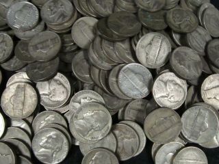 4 Rolls (160) Silver Jefferson Wwii War Nickels 1942 - 1945 In Tubes