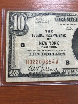 1929 Ten Dollar $10 National Currency Bank Note York York Brown Seal
