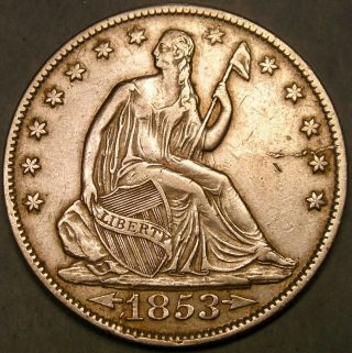 1853 O A&r Liberty Seated Half Dollar Misplacd Date Huge Die Break/cud Lds—wb 4