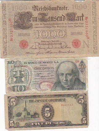 7 1910 - 2010 Circulated Notes From All Over