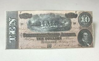 Confederate States Of America Ten Dollars Dated Feb 17 1864