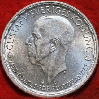 1950 Sweden 2 Kroner Silver Foreign Coin