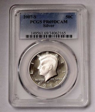 2007 S 50c Silver Kennedy Half Dollar Pcgs Pf 69 Dcameo Coin Gift Idea Q100