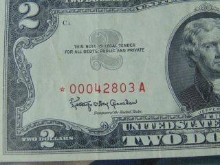 US 1963 Red Seal Star $2 Dollar Bill Low Serial Number 00042803A Crisp 2