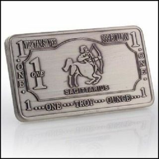 Collectors One Ounce.  999 Pure Tibetan Silver Sagitarious Art Series Bullion Bar