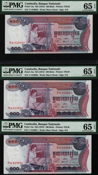 Tt Pk 15a Nd (1973) Cambodia 100 Riels " Man 