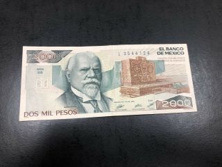 1985 Mexico 2000 Dos Mil Pesos Note - Cool