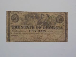 Civil War Confederate 1863 25 Cents Note Milledgeville Georgia Paper Money Vtg