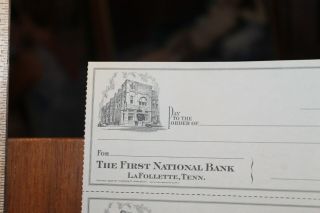 Antique 1930 ' s Check Sheet The First National Bank LaFollette Tennessee 2