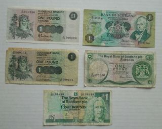 Scotland - 1 Pound Notes - Clydesdale Bank - Royal Bank - Bank Of Scotland