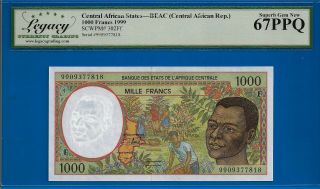 Central African States 1000 Francs 1999 P.  302ff Gem 67 Ppq