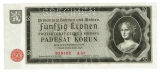 Bohemia & Moravia 50 Korun 1940 Specimen Unc (b224)