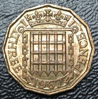 1967 Great Britain - Three Pence - Elizabeth Ii - Castle Gate -