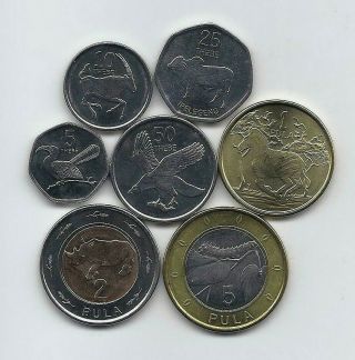 Botswana 2013 Seven Animals & Fauna Unc Coins Set 5 Thebe To 5 Pula