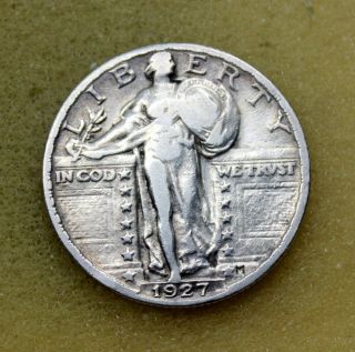 Usa America 1927 Quarter 1/4 Dollar Silver Standing Liberty Coin Vf D12