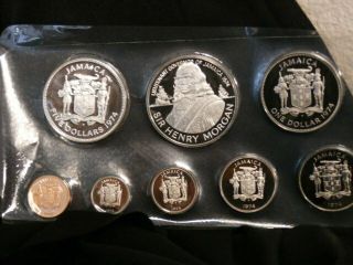 Jamaica 1974 8 Coin Proof Set W/silver $5 & $1o 1.  8772 Oz.  Asw