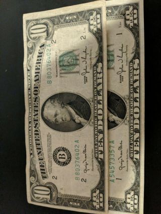 2x 1950 $10 Bills