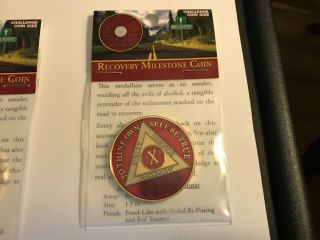 Aa 10 Year 1.  5 " Military Challenge Coin Red Gold Tri - Plate Sobriety Medallion