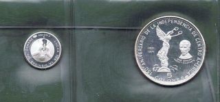 El Salvador 1971 1 & 5 Colon Silver Proof Set 150 Years Independence