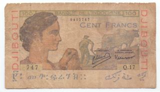 French Somaliland Djibouti 100 Francs 1946,  P - 19