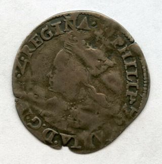 Great Britain 1554 - 8 Philip And Mary Groat Scarce Coin Toned Fine.