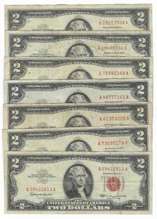 4 X $2 1953 Red Seal,  3 X $2 1963 Red Seal