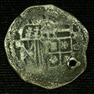 Shipwreck.  Spanish Silver Cob.  4 Reale Coin.  6.  1 Grams