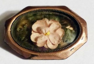 Victorian Mourning Brooch W/pink Flower & Leaves 10k Gold 5.  5 Grams Scrap Or Not