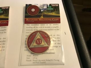 Aa 6 Year 1.  5 " Military Challenge Coin Red Gold Tri - Plate Sobriety Medallion