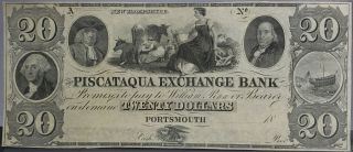 $20 Piscataqua Exchange Bank Portsmouth Hampshire Twenty Dollar Bill
