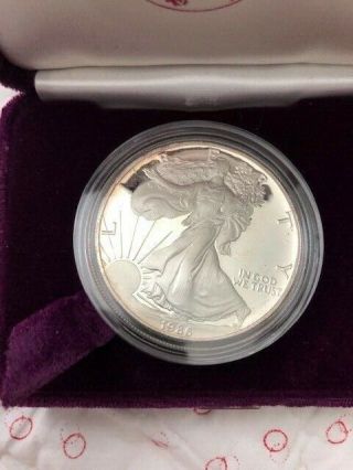 1986 Proof American Eagle One Dollar Coin 1oz Silver Bullion Us W/box